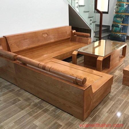 Sofa gỗ góc L phòng khách